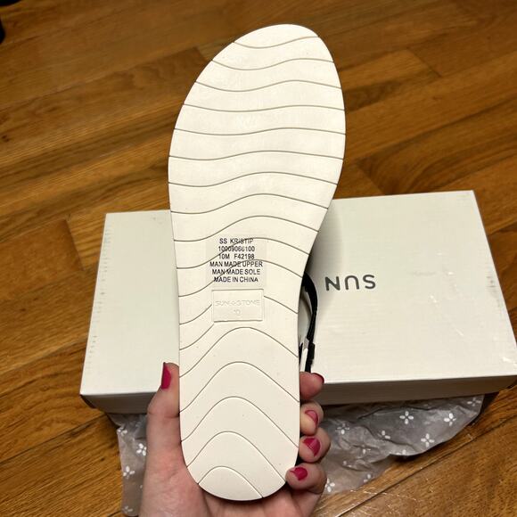 Sun Stone Kristip Black Sandal Womens Size 10 M NWT NIB Black White - Picture 4 of 9